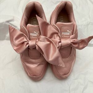 Puma Blush Satin Bow Sneakers
